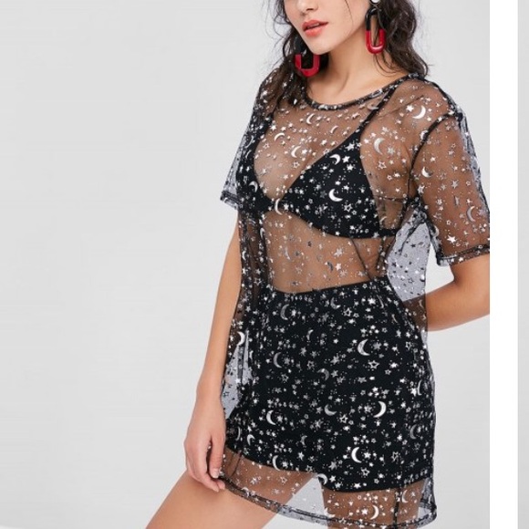 starry mesh dress